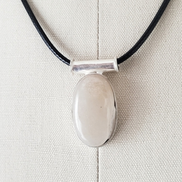 Handmade Rose Quartz Gemstone Set in 925 Sterling Silver Pendant 1.38", NWT - Picture 2 of 11